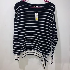Anthropologie striped tie waist sweater